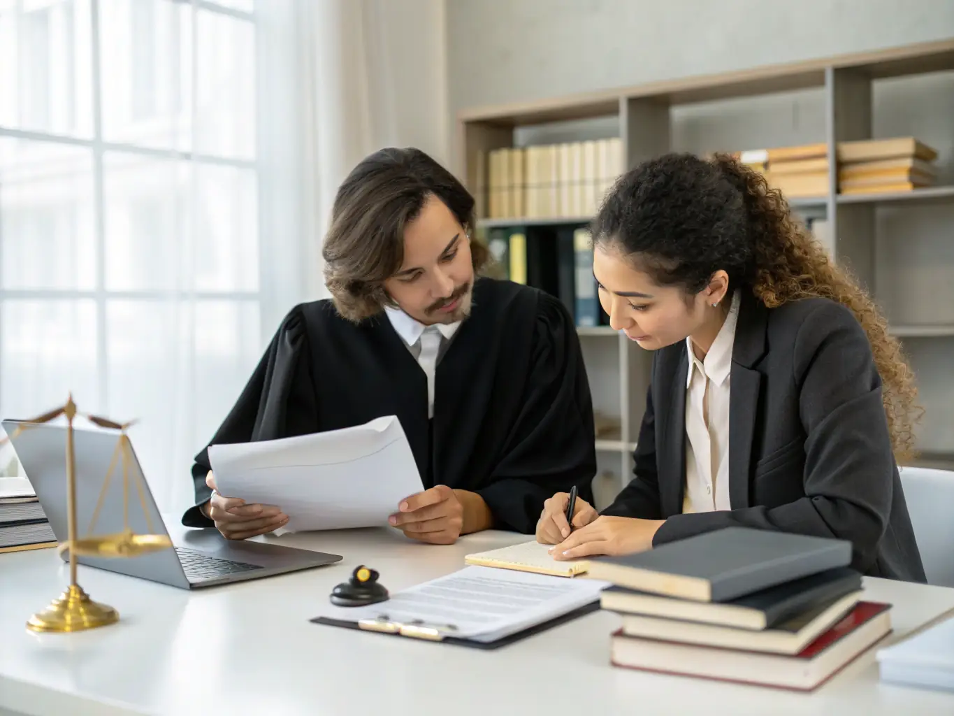 A team of legal experts reviewing documents and discussing legal strategies, representing CGO's provision of legal support and consulting to ensure compliance and good governance.