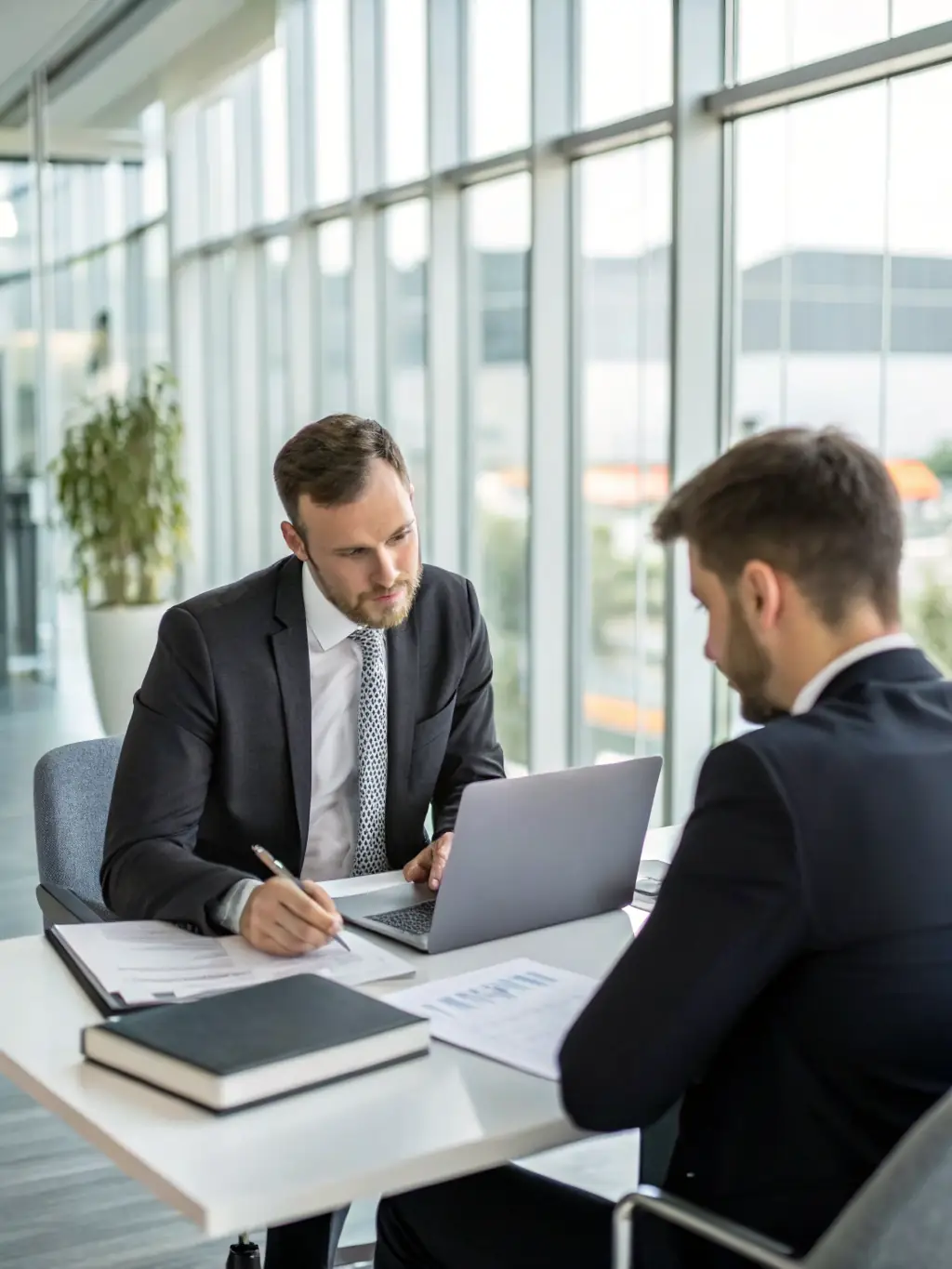 A consultant from CGO advising a local business owner on financial planning and taxation strategies, emphasizing personalized support and guidance.