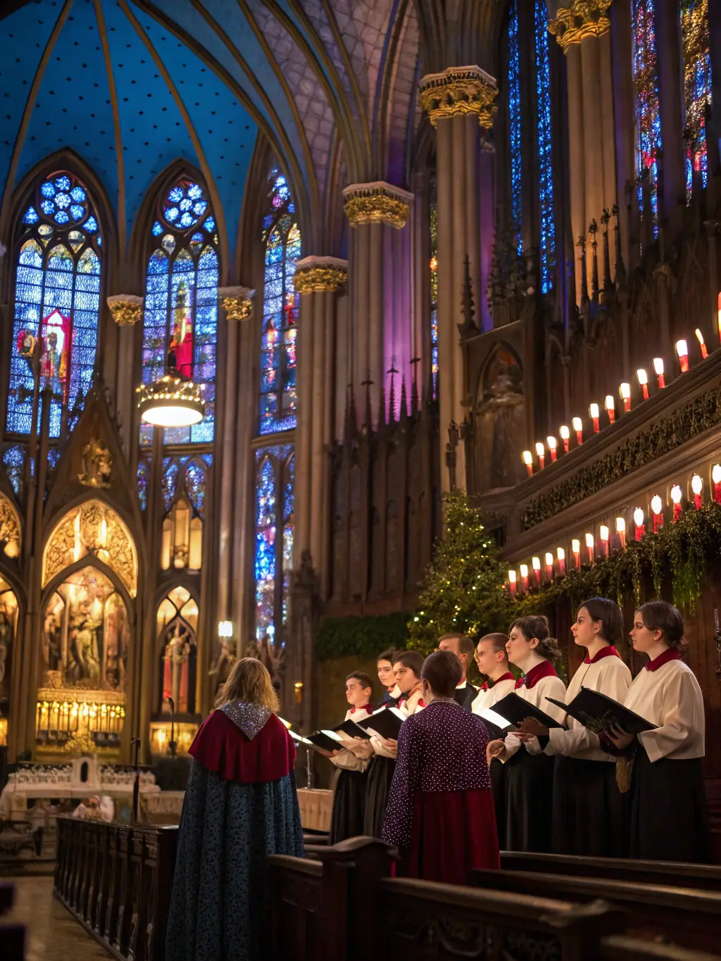 A group of choristers practicing diligently during a regular choral rehearsal, showcasing their dedication and teamwork.